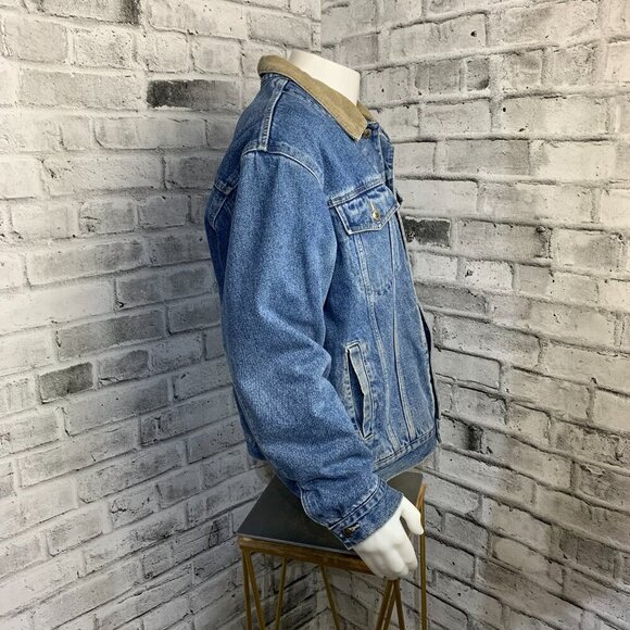 Vintage Blanket Lined Jean Jacket Firefighter Workwear USA E-One 90s Y2K - Picture 5 of 16